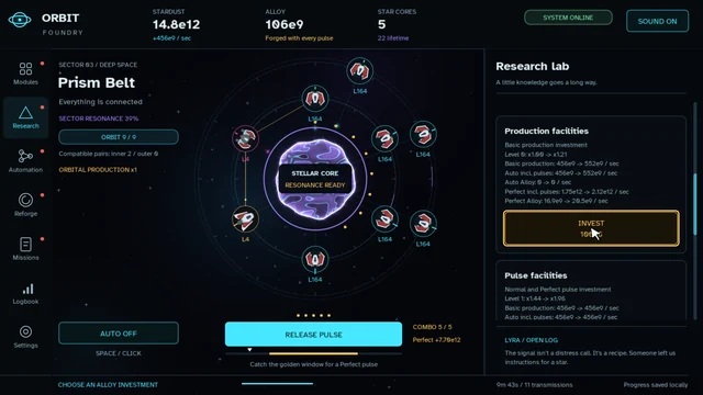 Choose your next research upgrade